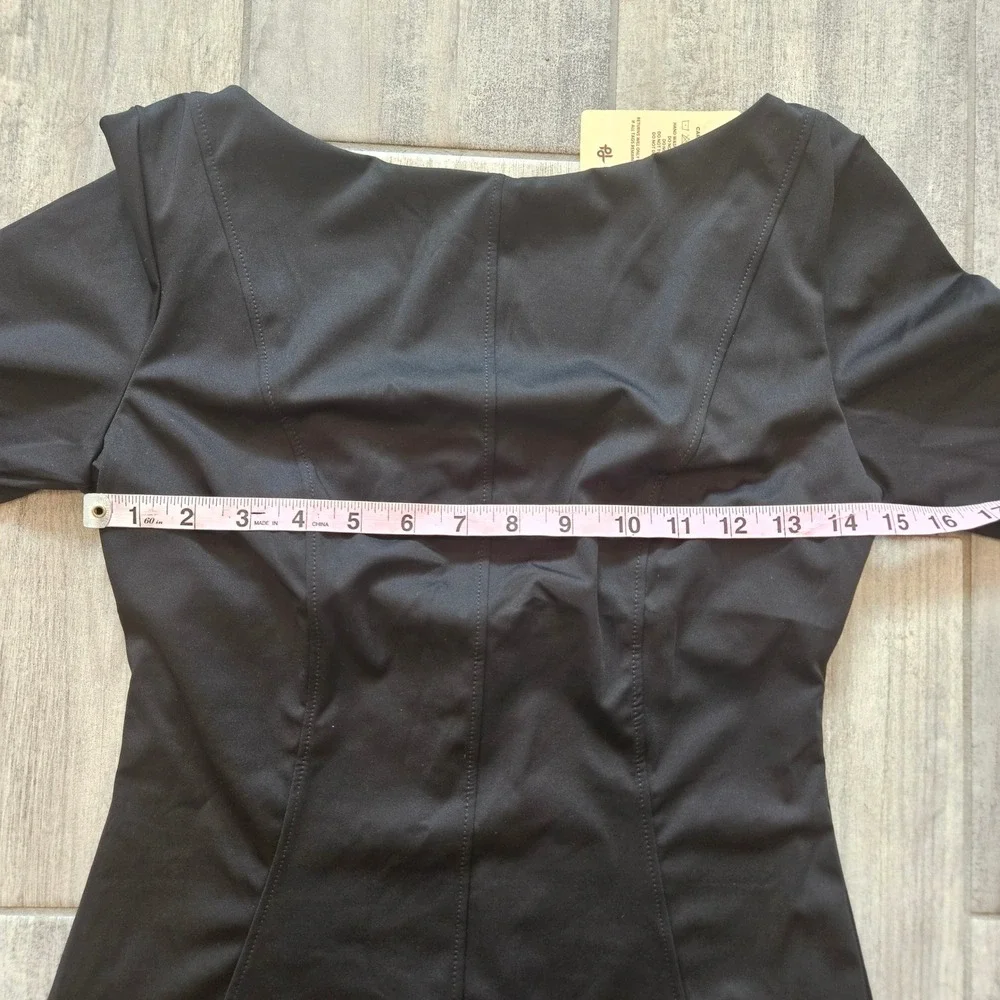 Popilush Shapewear Long Sleeve Boat Neck Sculpting Midi Dress Size M‎ Black NEW